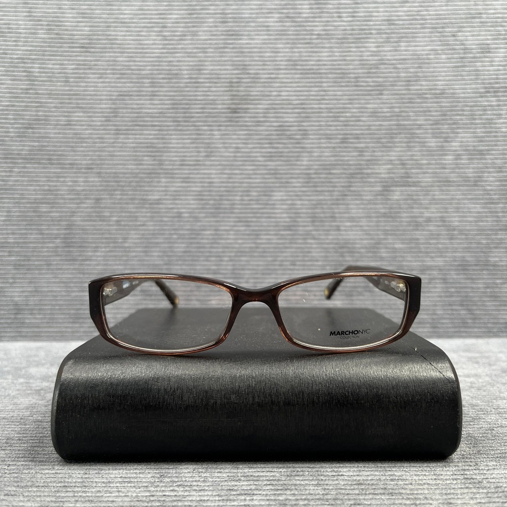 Marchon NYC Majestic 210 Brown Tortoise Rectangular Y2k Eyeglasses Frames